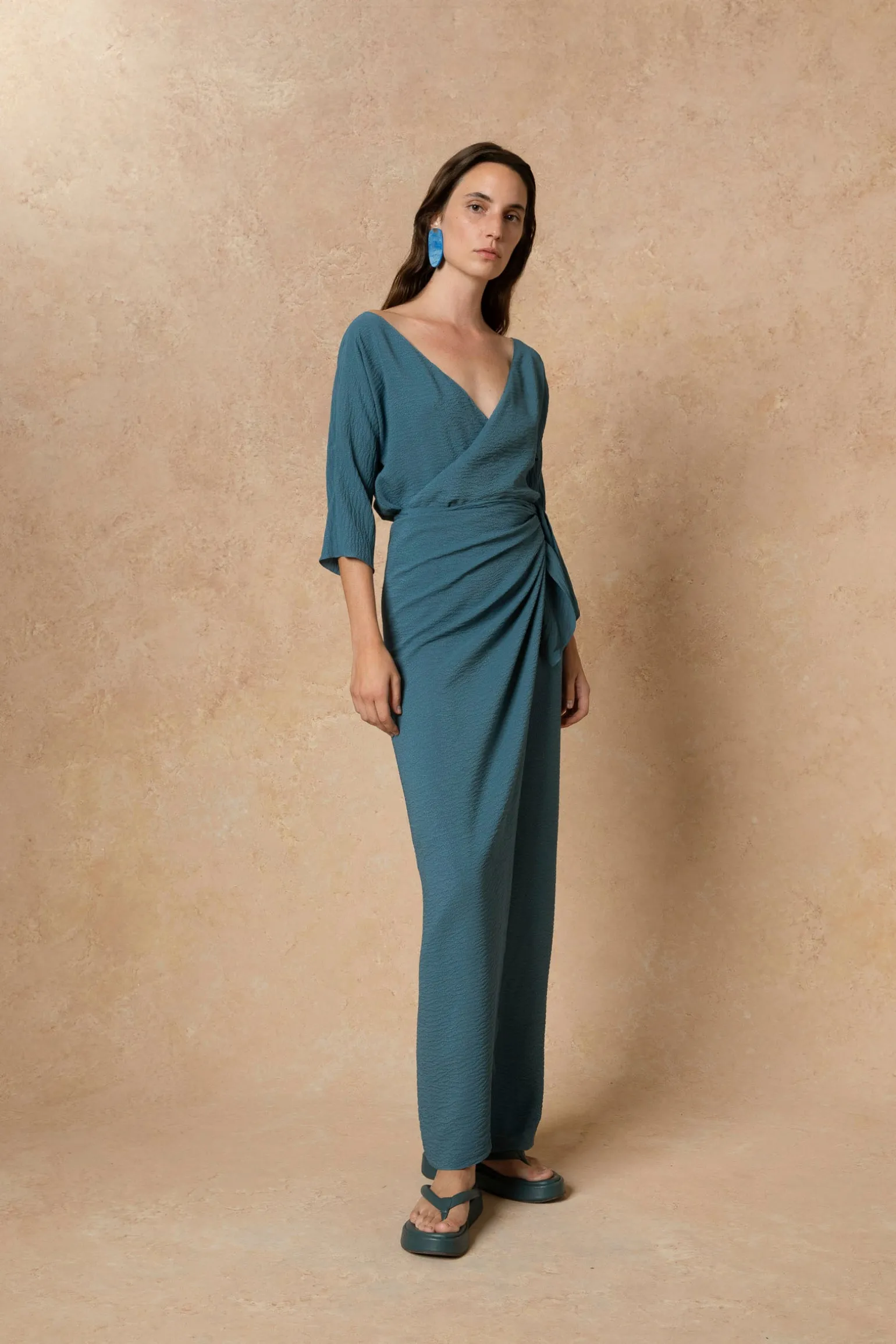 Genara, turquoise silk dress