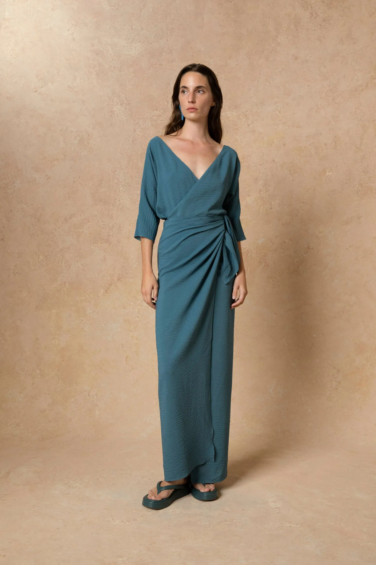 Genara, turquoise silk dress