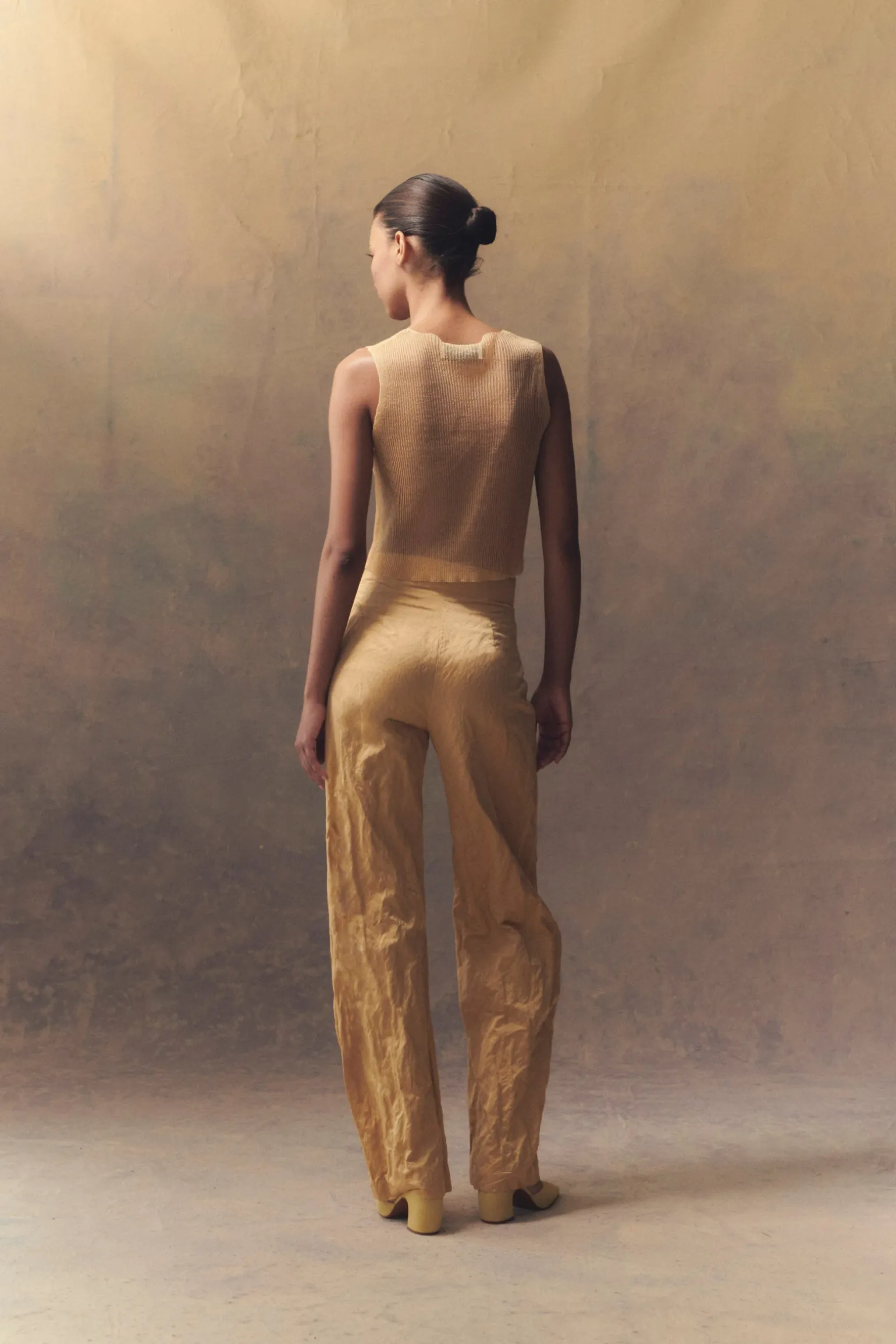 Giulia, peach silk knit top