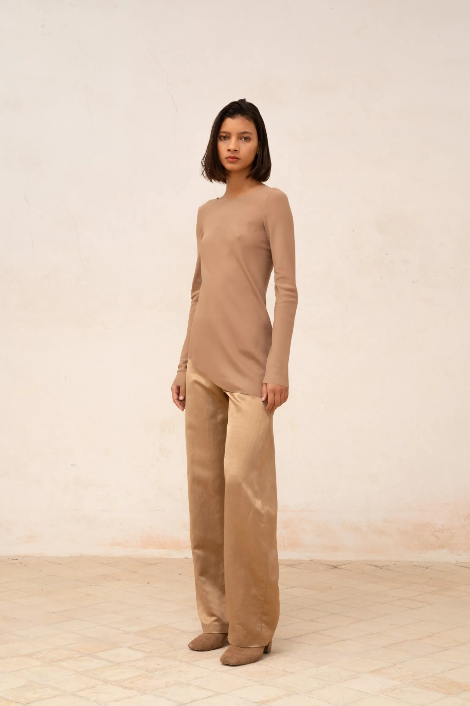 Gloria, cocoa linen and viscose pants