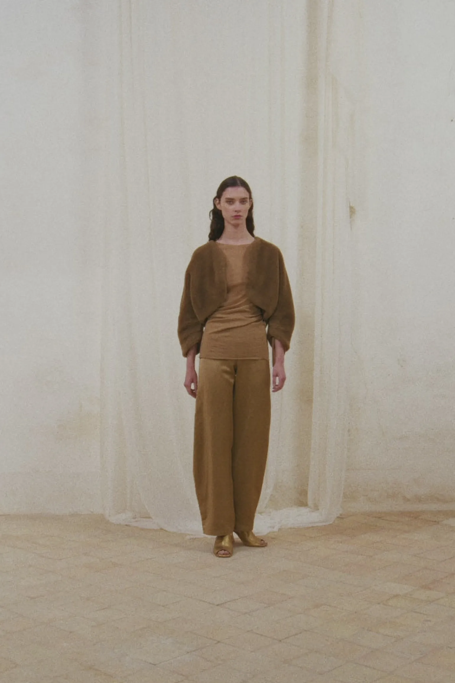 Gloria, cocoa linen and viscose pants