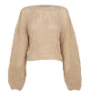 Hanami, beige cotton knit sweater