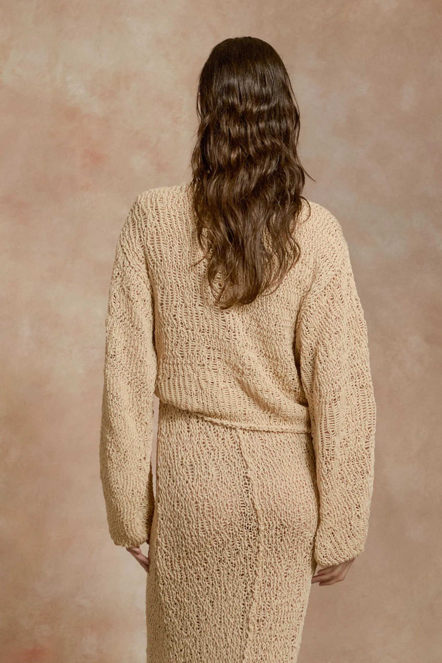 Hanami, beige cotton knit sweater
