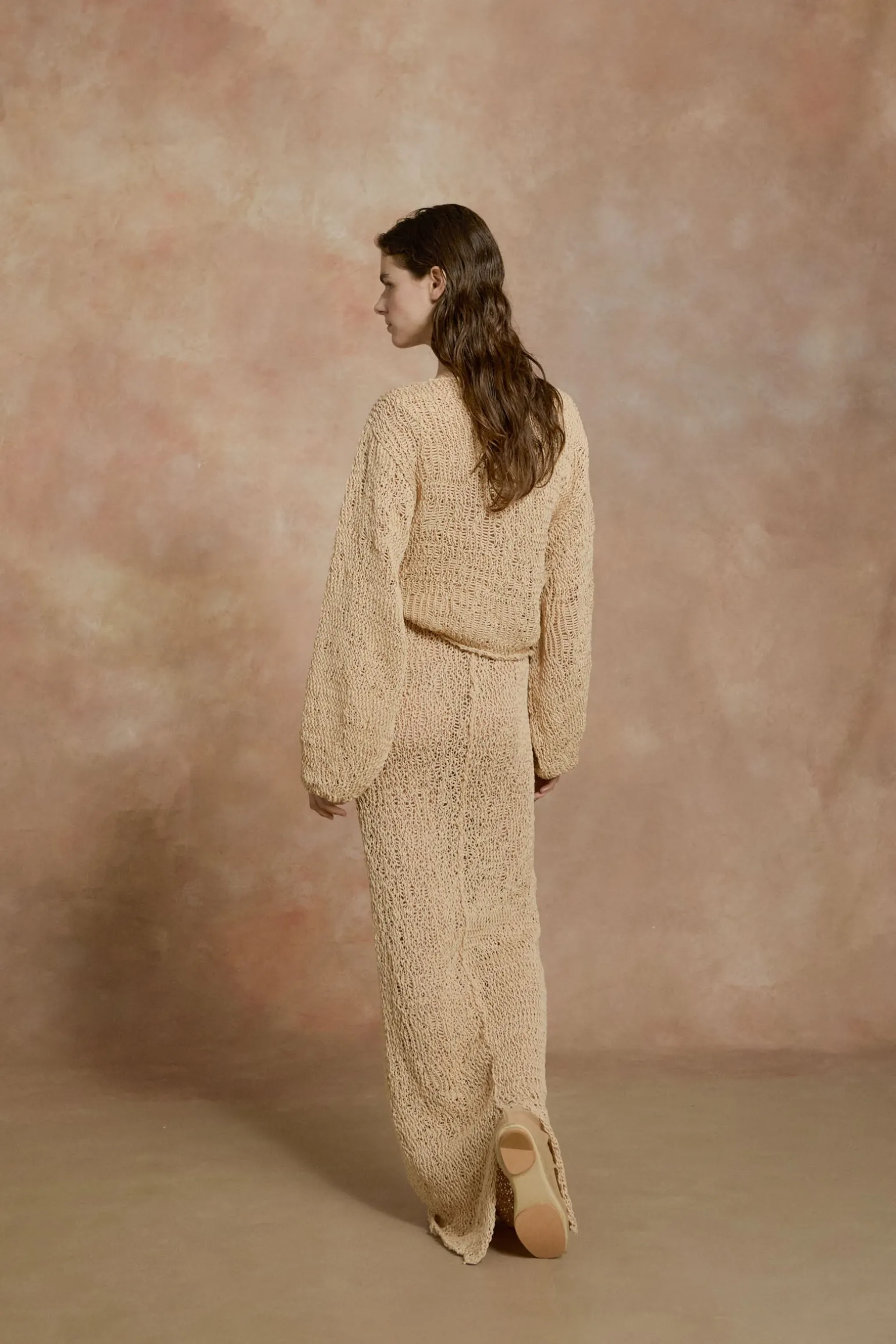 Hanami, beige cotton knit sweater