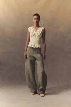 Ida, striped top in linen and silk
