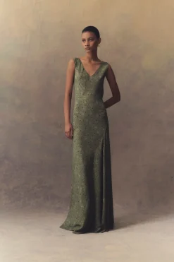 Irina, long printed silk dress
