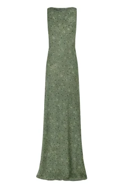 Irina, long printed silk dress