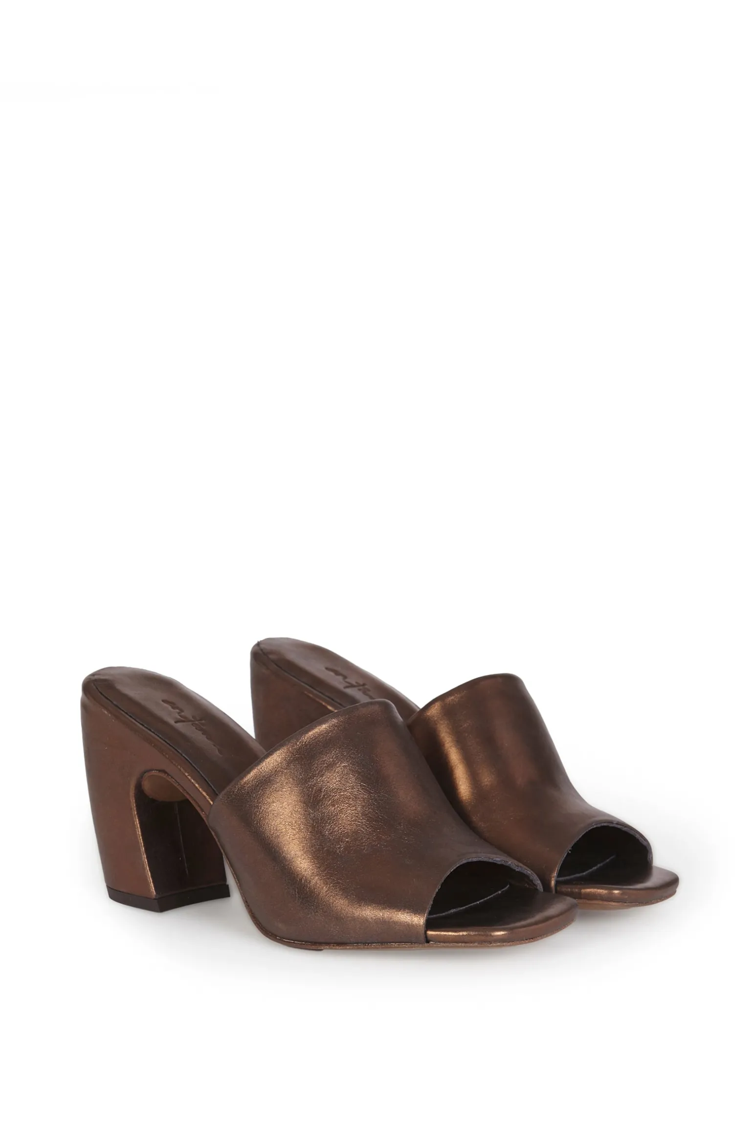Janis, dark bronze leather mules