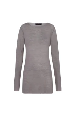 Jen, top in gray virgin wool