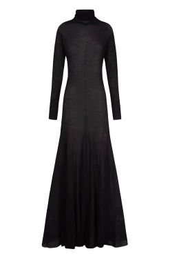 Jenna, black virgin wool dress