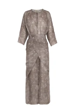 Jill, ayaz print midi ramie dress