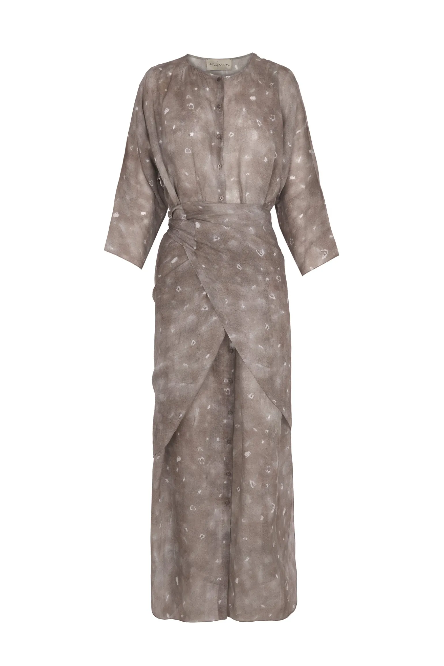 Jill, ayaz print midi ramie dress