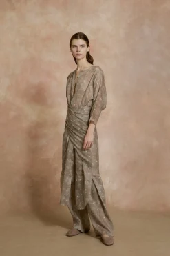 Jill, ayaz print midi ramie dress