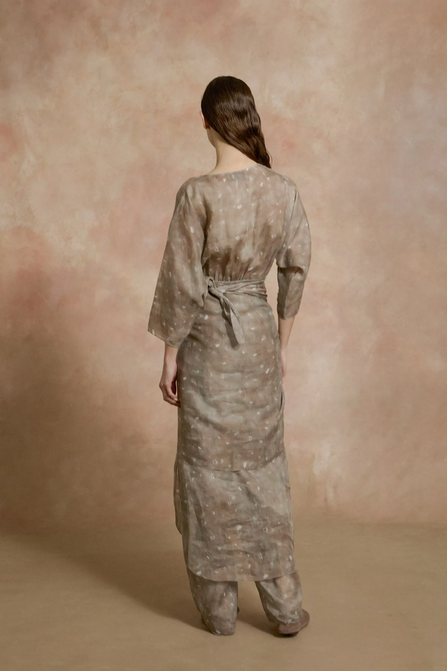 Jill, ayaz print midi ramie dress