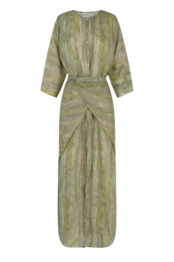 Jill, midi dress in printed ramie