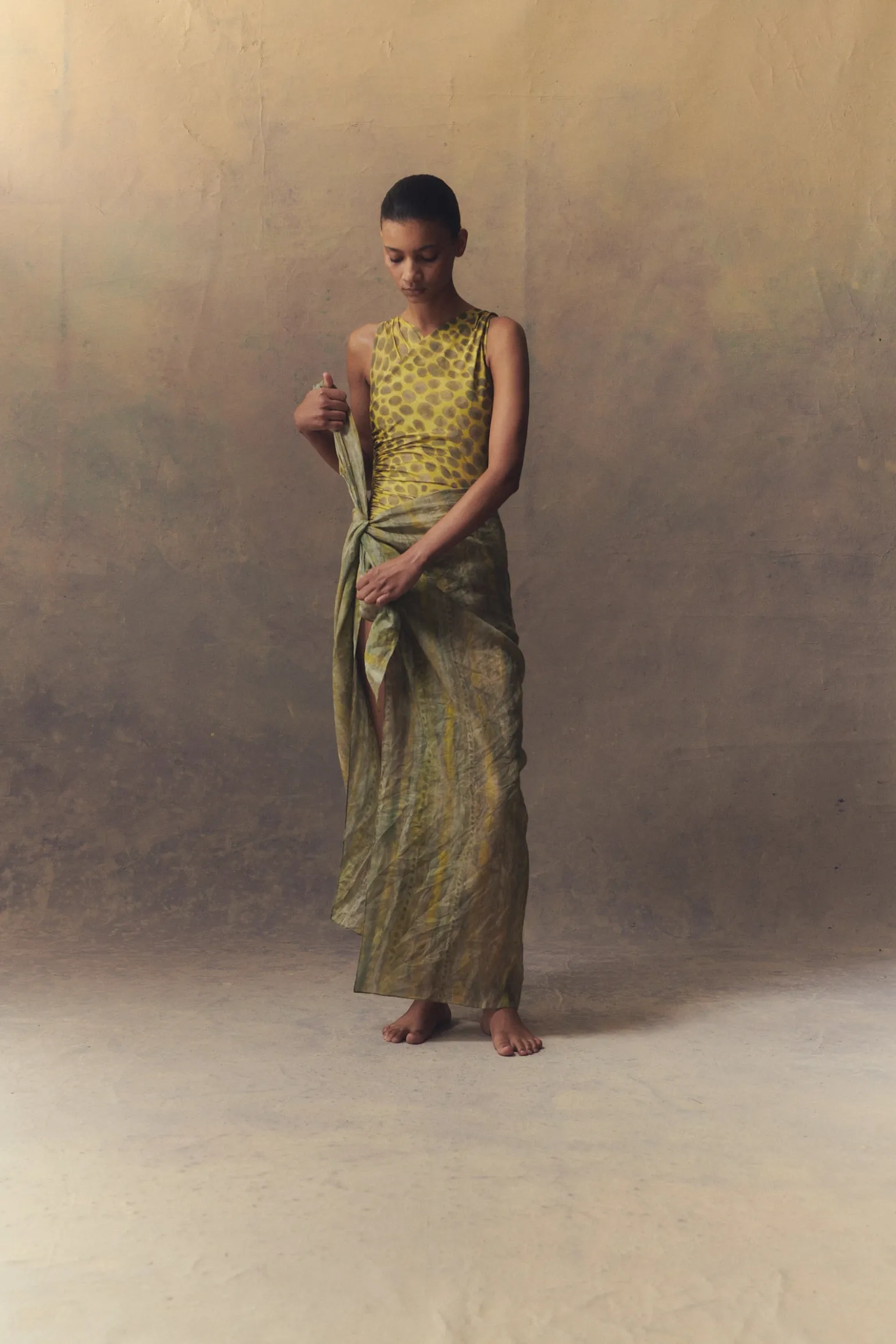 Jill, printed ramie sarong skirt
