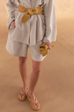 Jin 6, mustard leather knotted belt