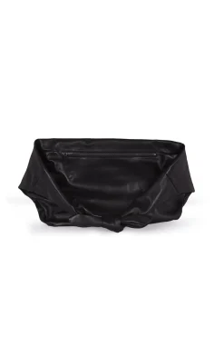 Jin L, black leather fanny pack