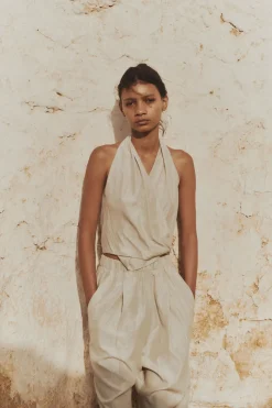 Josephine, halter top in silver silk