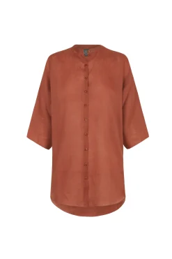 Jules, top in red ramie