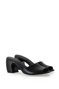 Juno, black leather mules