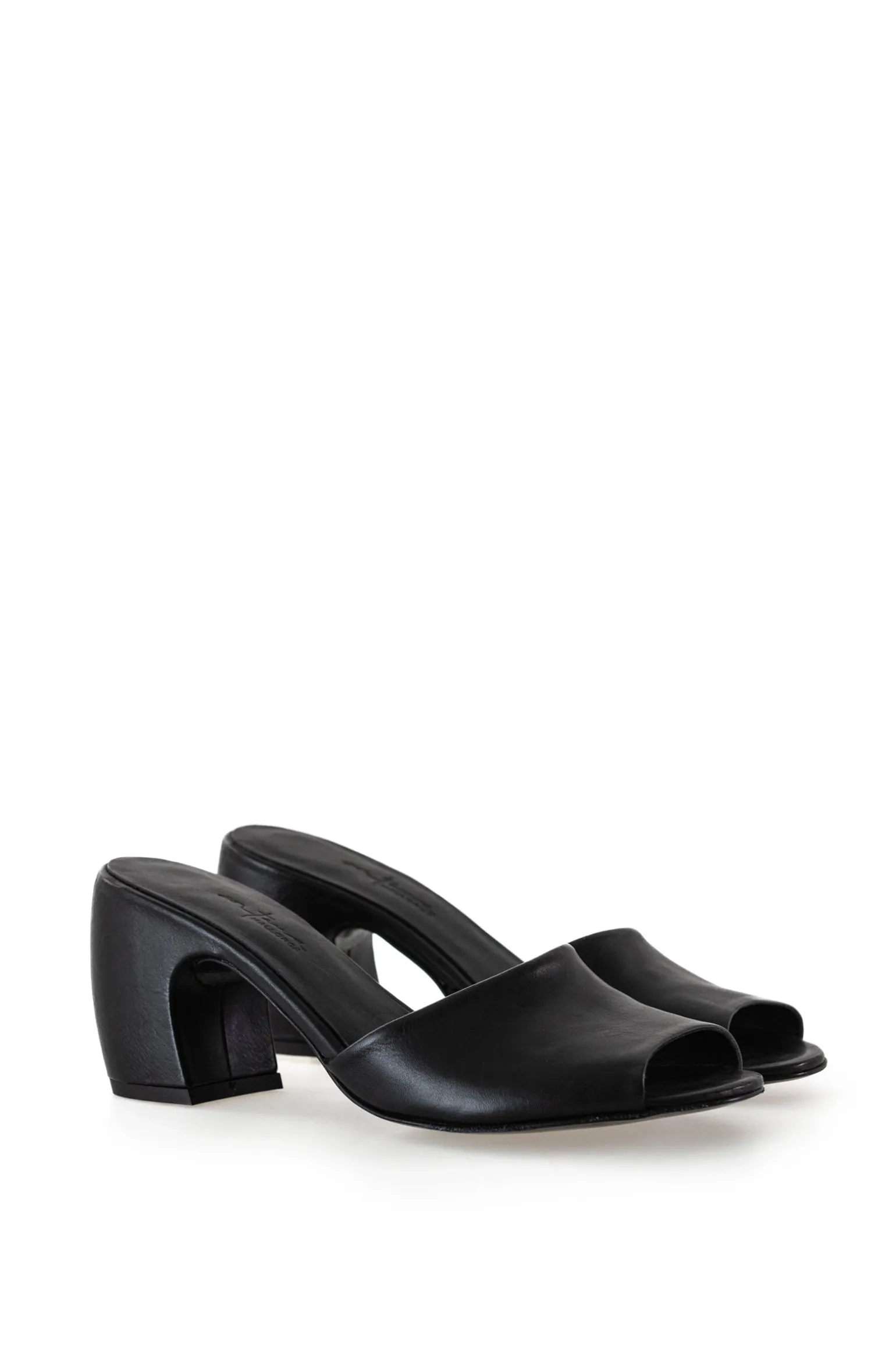 Juno, black leather mules