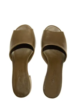 Juno, green leather mules