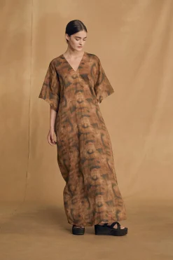 Kaftan, taiyo print ramie dress