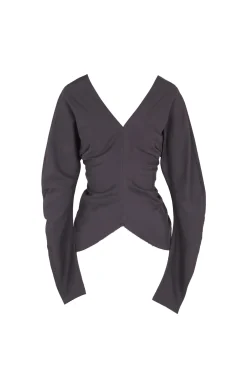 Kaz, lead grey silk top