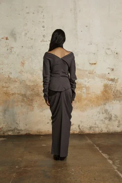 Kaz, lead grey silk top