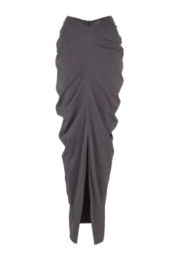 Kaz, long gray silk skirt