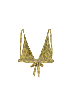 Khata, feline print bikini top in recycled polyamide