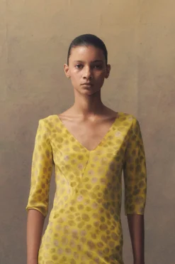 Khata, long dress in printed silk