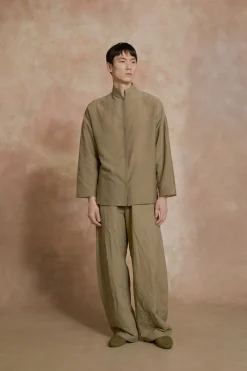 Kibal, babucha hombre de ante beige dorado