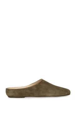 Kibal, men's slippers in suede dark green