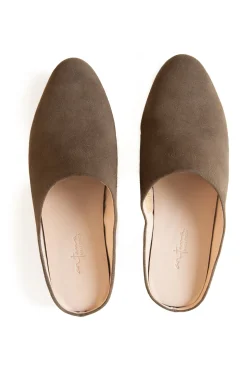 Kibal, women's mules in olive suede