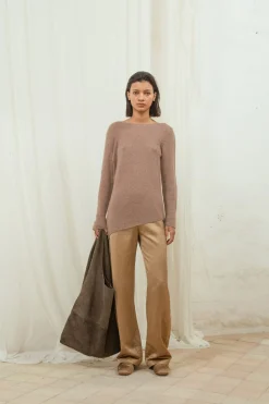 Lena, cocoa alpaca merino wool and silk jumper