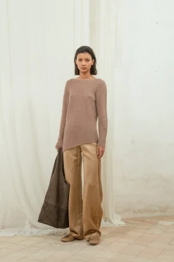 Lena, cocoa alpaca merino wool and silk jumper
