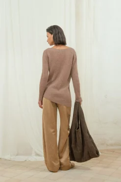 Lena, cocoa alpaca merino wool and silk jumper