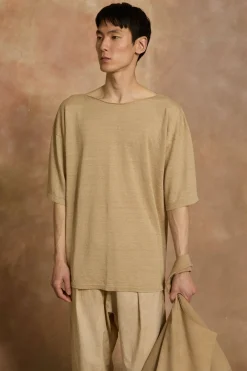 Lian, beige linen knit t-shirt