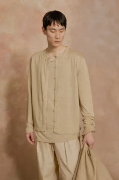 Lian, beige linen knit t-shirt