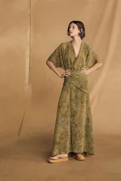 Lil, trap print silk dress