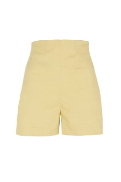 Limon, pale yellow high waisted shorts