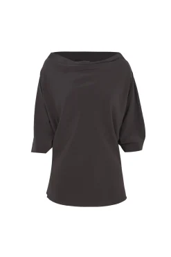 Liv, graphite stretch silk blouse