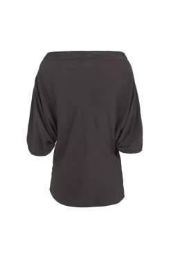 Liv, graphite stretch silk blouse