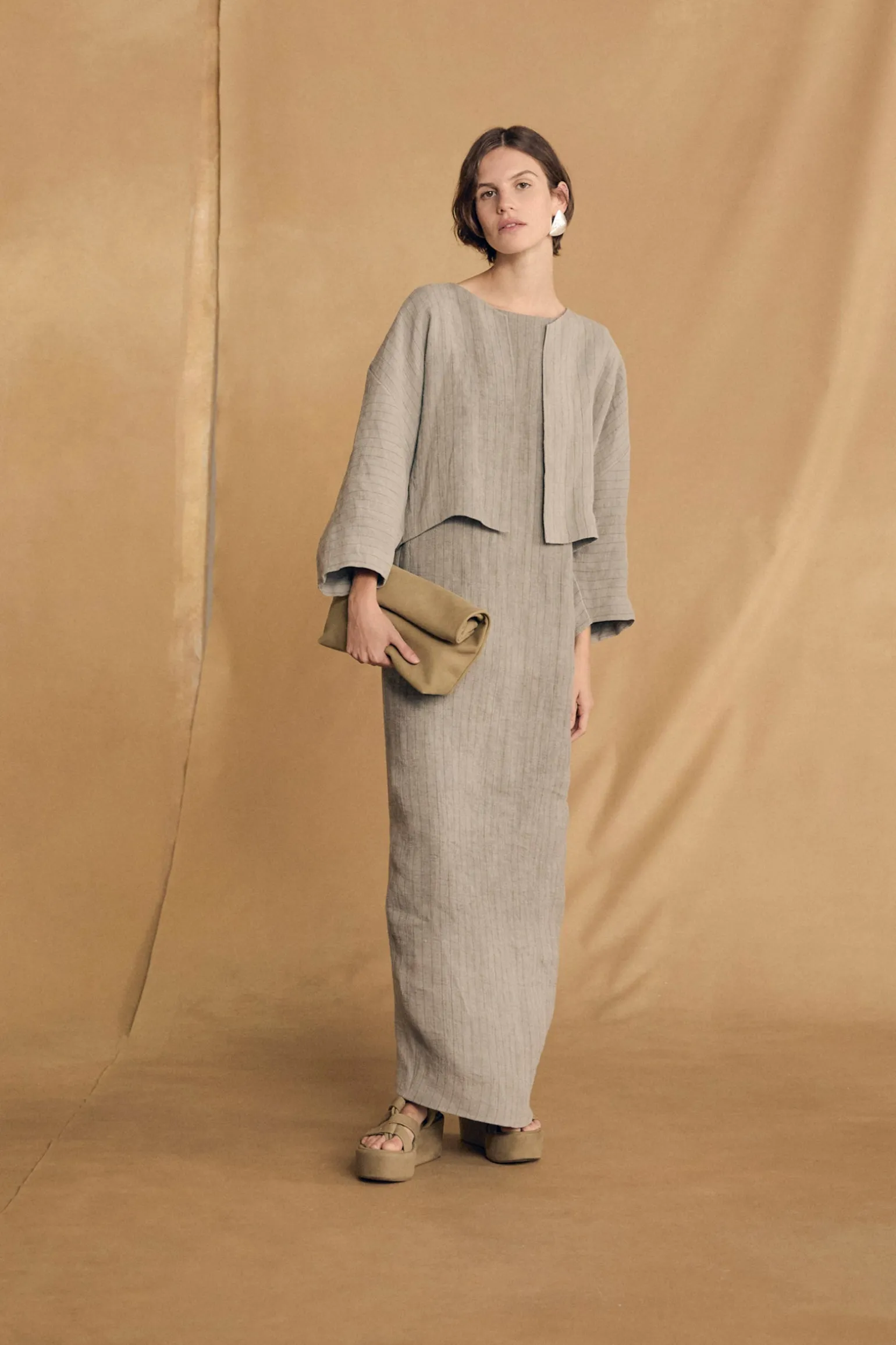 Lupe, sky blue striped linen jacket