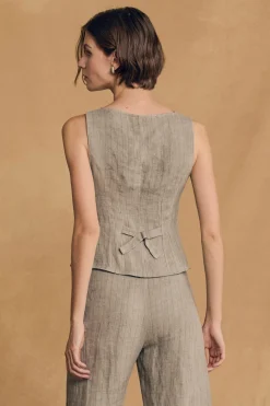 Lupe, sky blue striped linen vest