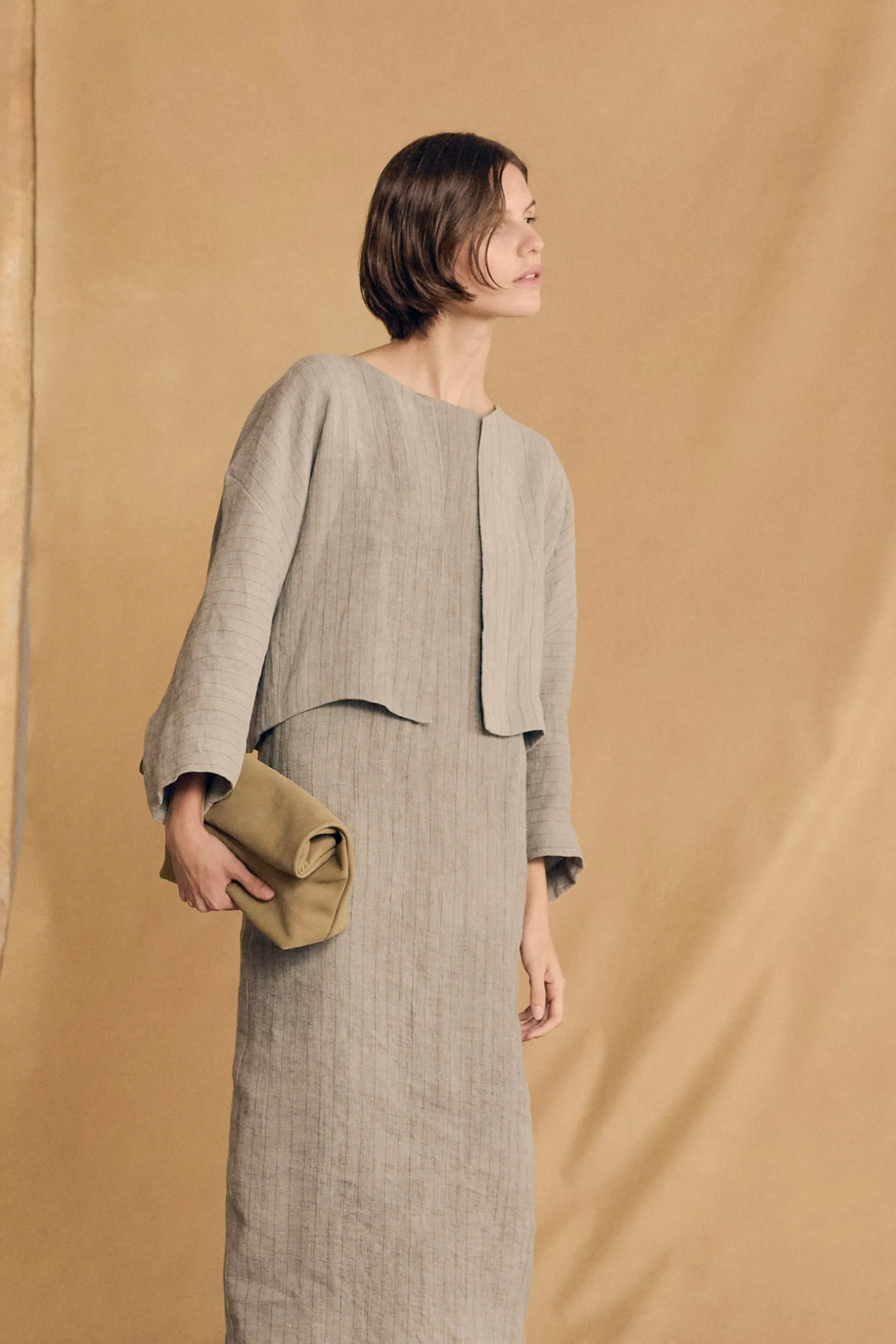 Lupe, sky blue striped linen jacket