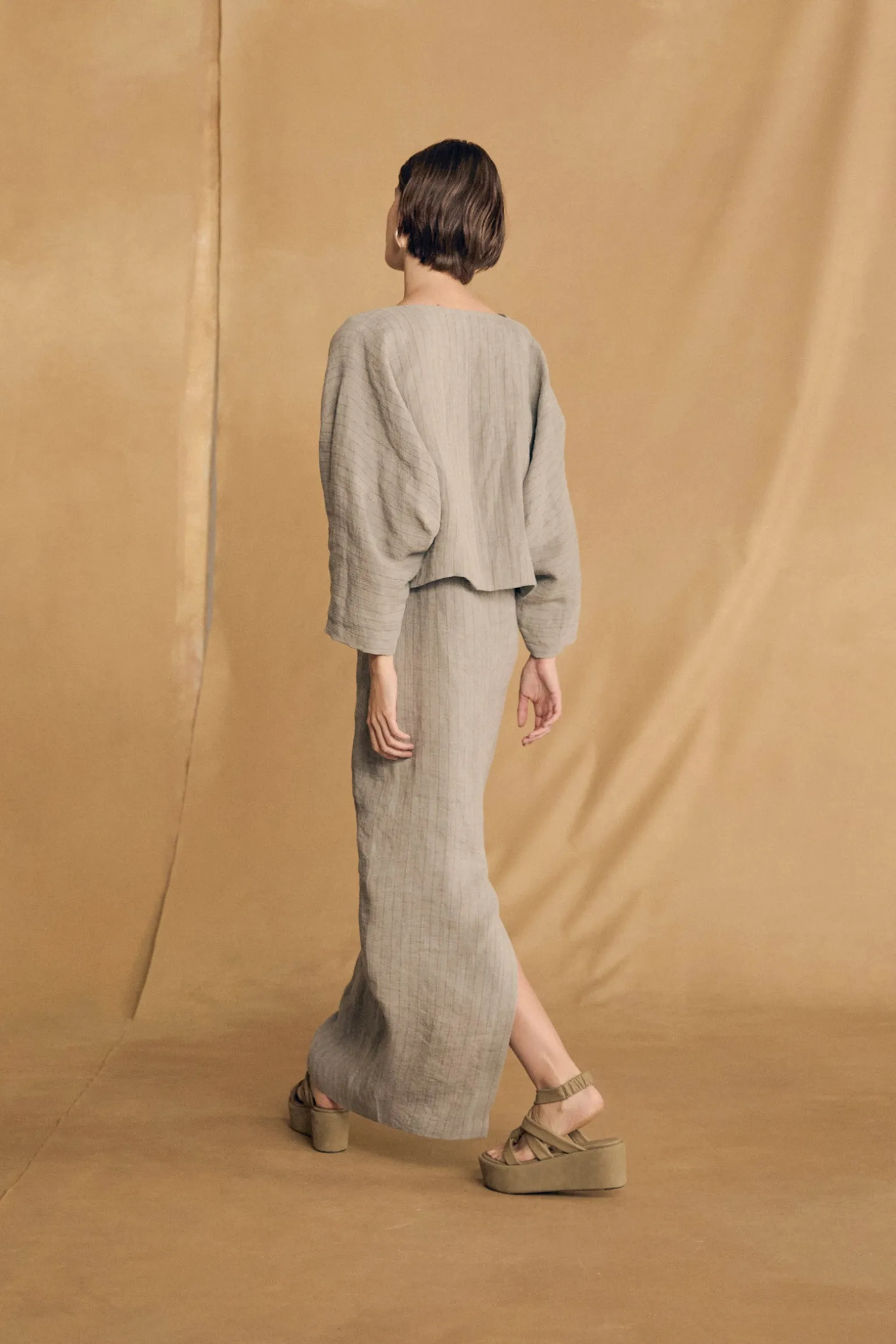 Lupe, sky blue striped linen jacket