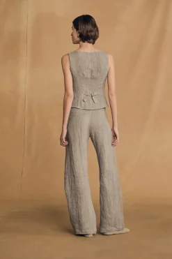 Lupe, sky blue striped linen vest